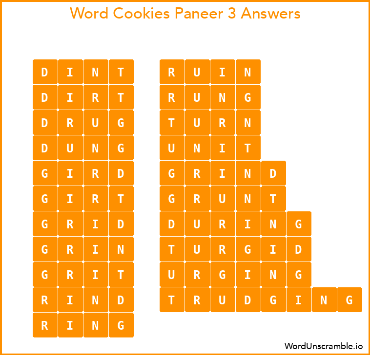 Word Cookies Paneer 3 Answers