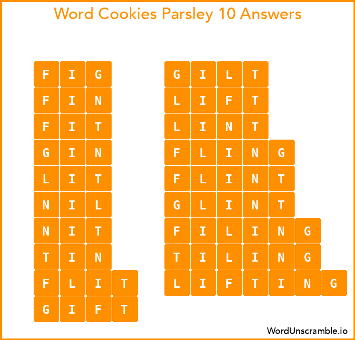 Word Cookies Parsley 10 Answers