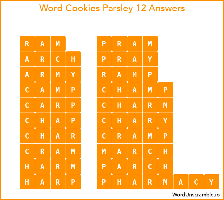 Word Cookies Parsley 12 Answers