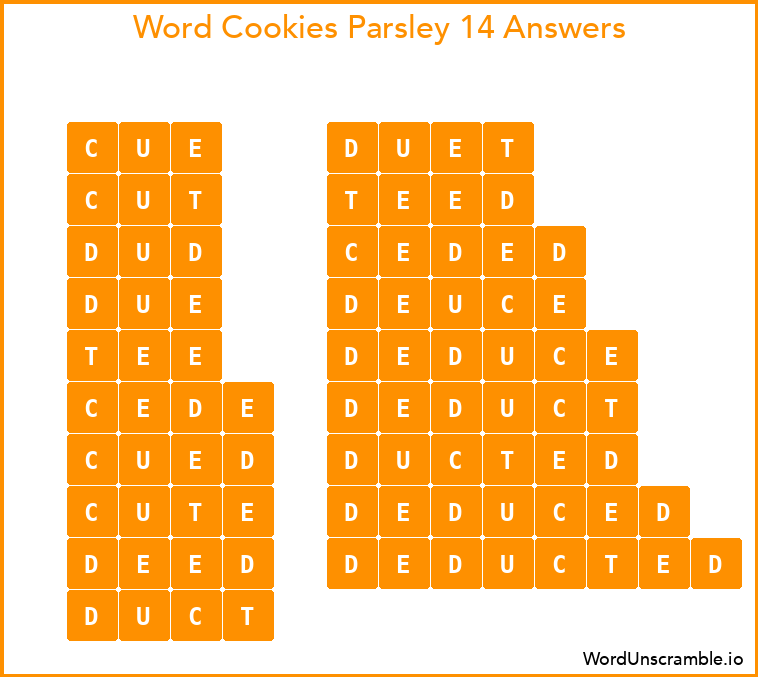 Word Cookies Parsley 14 Answers