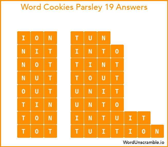 Word Cookies Parsley 19 Answers