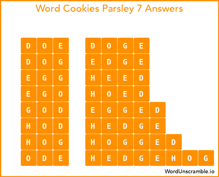 Word Cookies Parsley 7 Answers