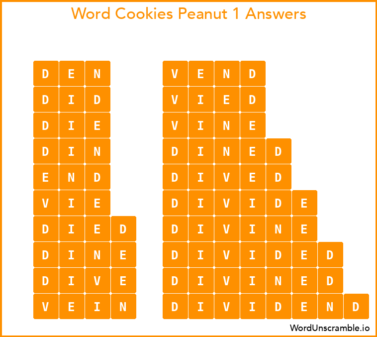 Word Cookies Peanut 1 Answers