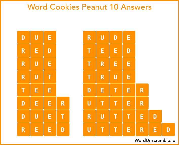 Word Cookies Peanut 10 Answers