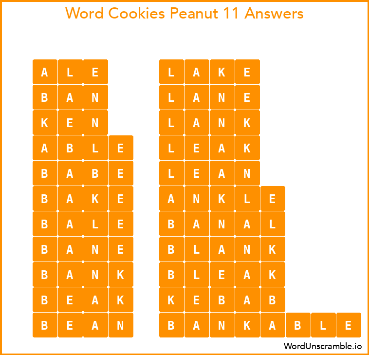 Word Cookies Peanut 11 Answers