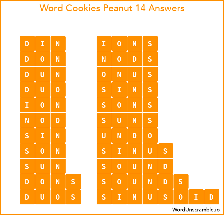 Word Cookies Peanut 14 Answers
