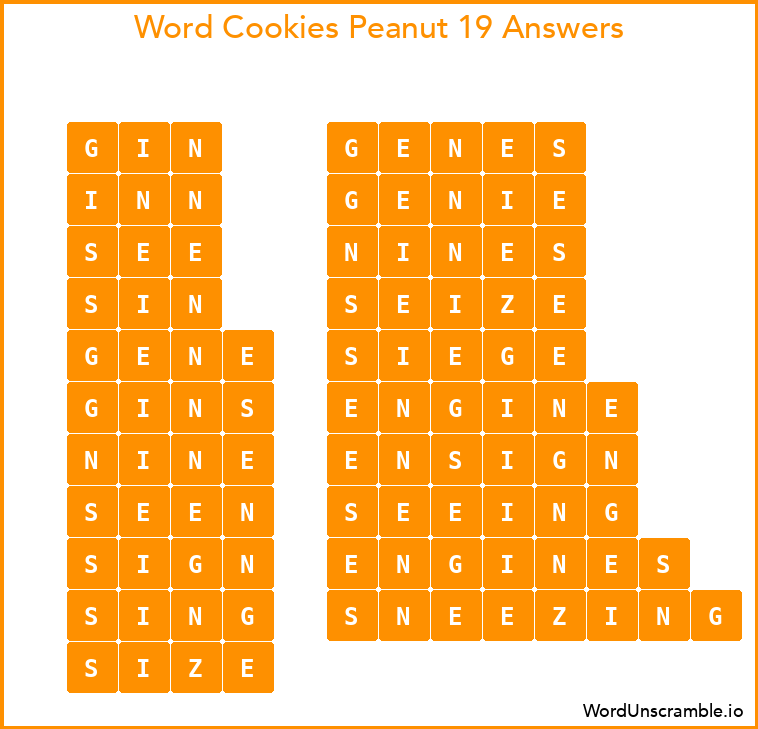 Word Cookies Peanut 19 Answers