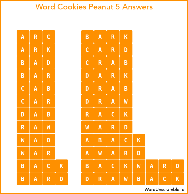 Word Cookies Peanut 5 Answers