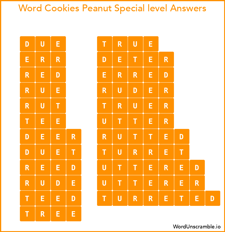 Word Cookies Peanut Special level Answers