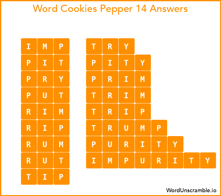 Word Cookies Pepper 14 Answers