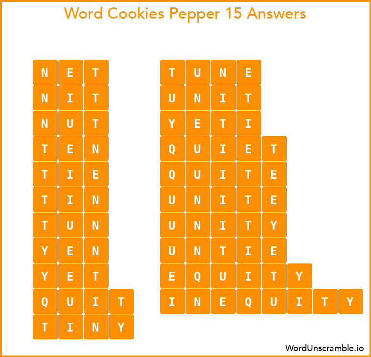 Word Cookies Pepper 15 Answers