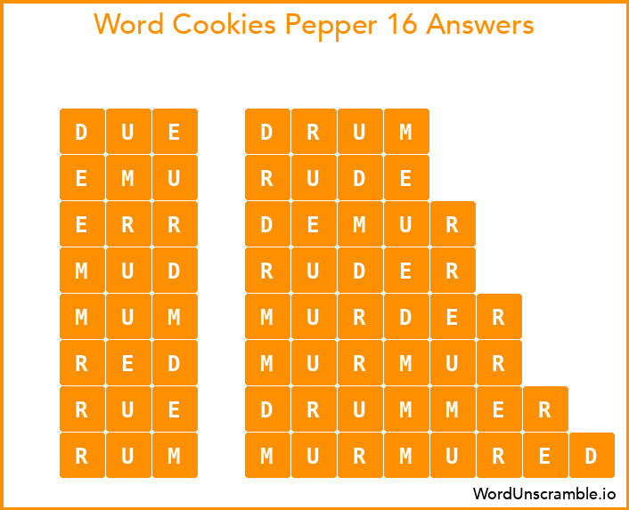Word Cookies Pepper 16 Answers