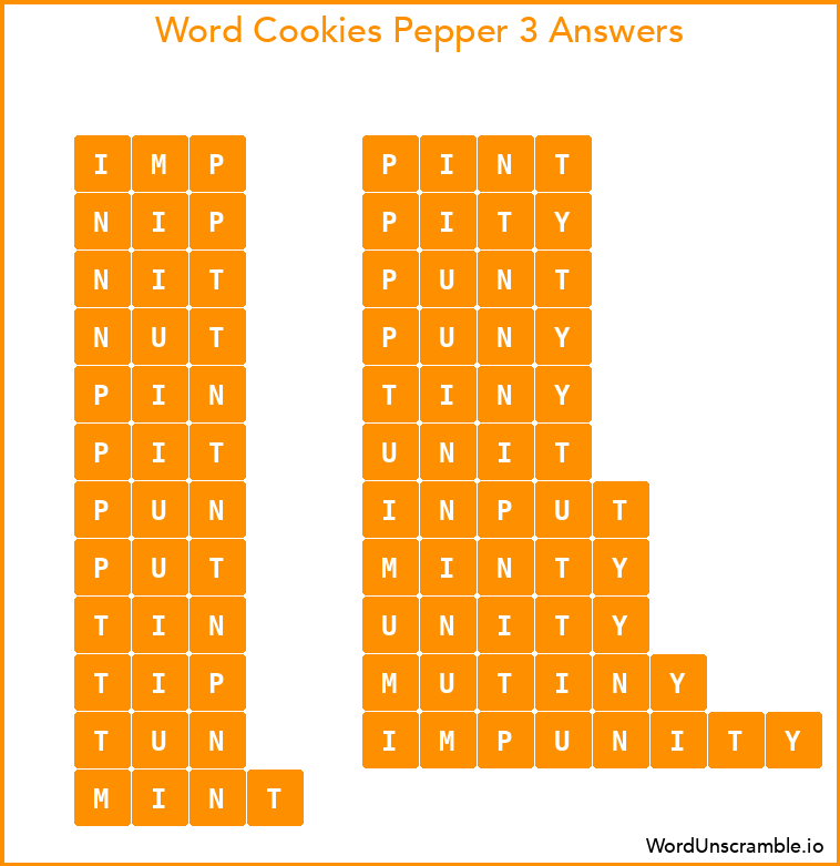 Word Cookies Pepper 3 Answers