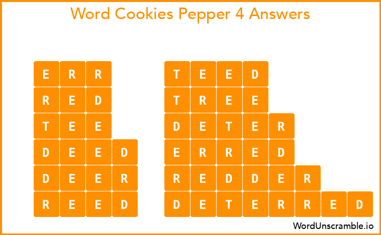 Word Cookies Pepper 4 Answers