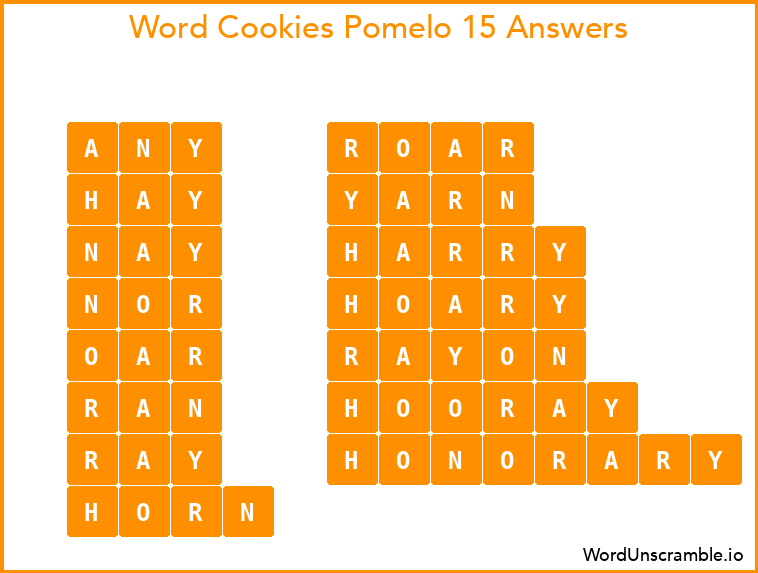 Word Cookies Pomelo 15 Answers