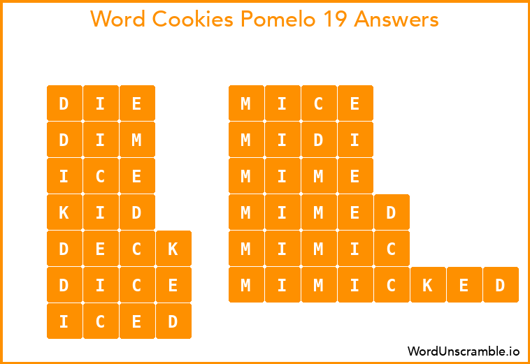 Word Cookies Pomelo 19 Answers