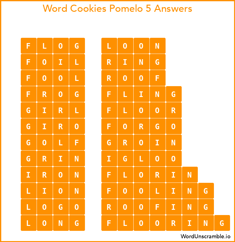 Word Cookies Pomelo 5 Answers