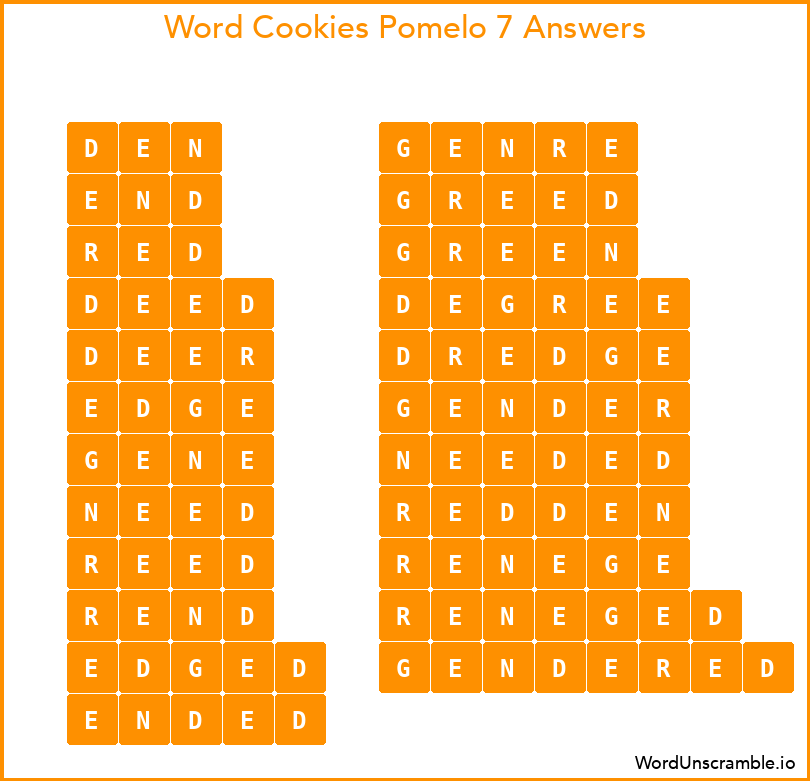 Word Cookies Pomelo 7 Answers