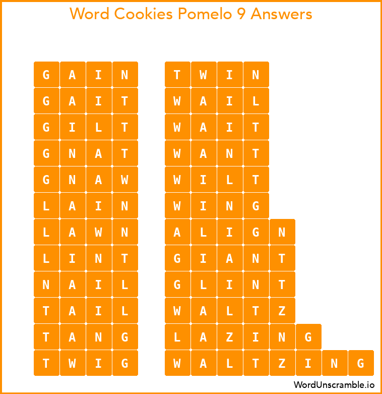 Word Cookies Pomelo 9 Answers