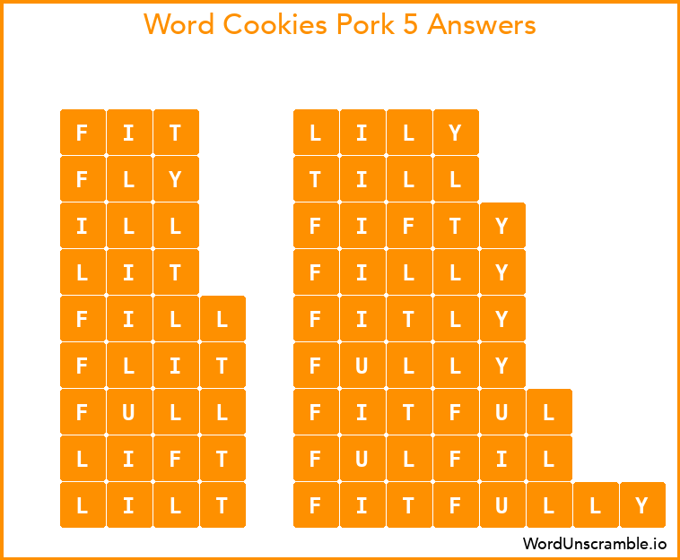 Word Cookies Pork 5 Answers