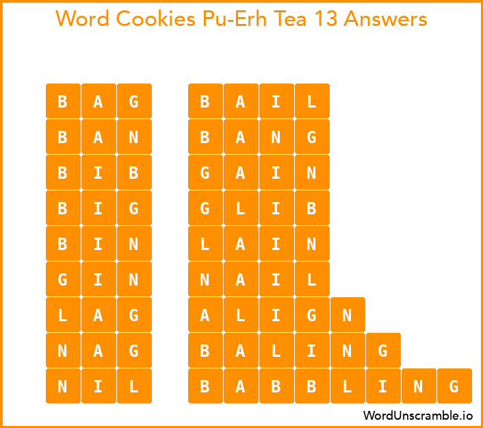 Word Cookies Pu-Erh Tea 13 Answers