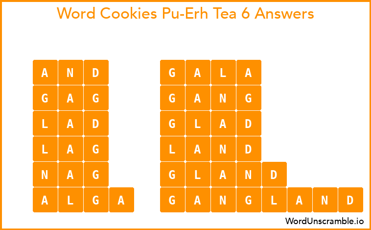 Word Cookies Pu-Erh Tea 6 Answers