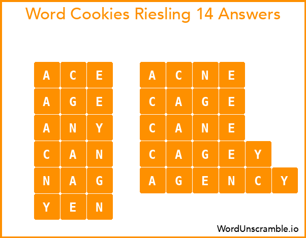 Word Cookies Riesling 14 Answers