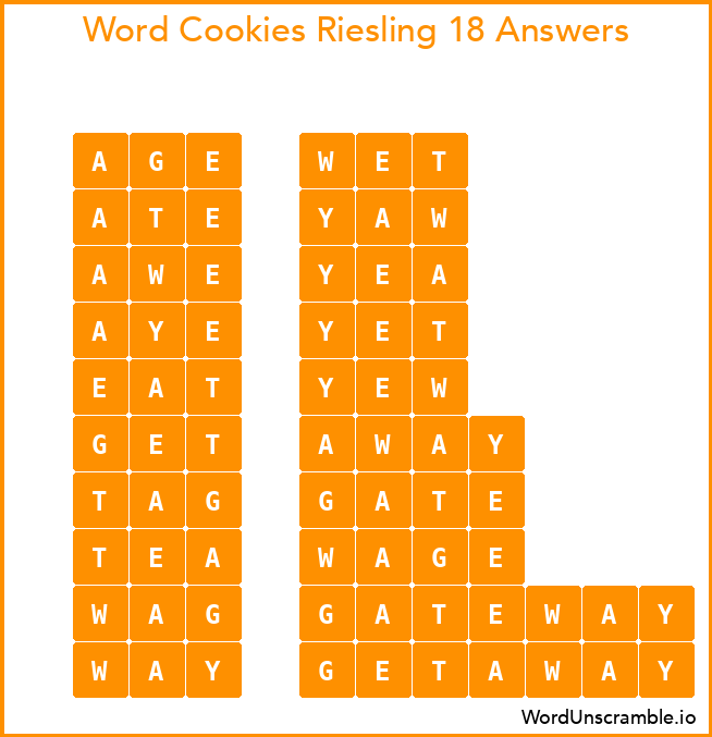 Word Cookies Riesling 18 Answers