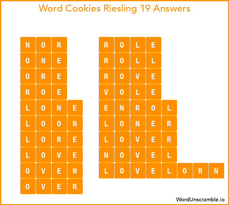 Word Cookies Riesling 19 Answers