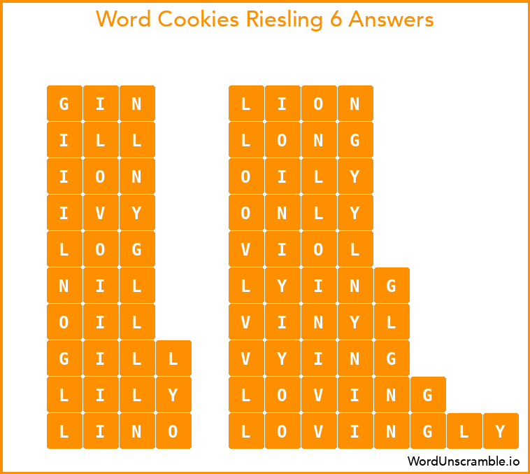 Word Cookies Riesling 6 Answers
