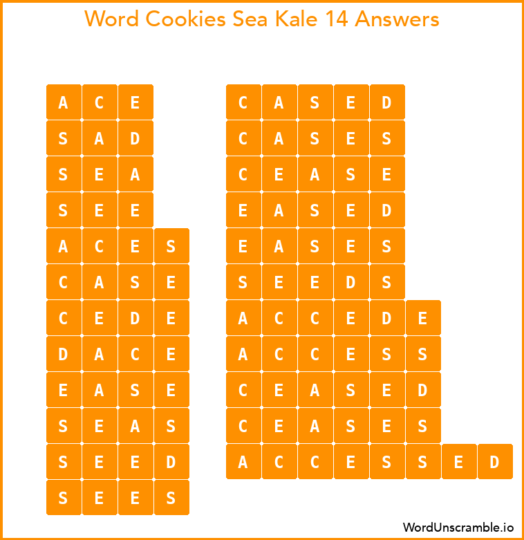 Word Cookies Sea Kale 14 Answers