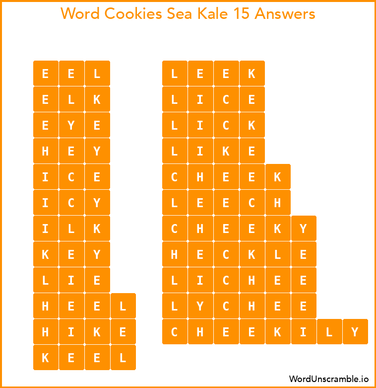 Word Cookies Sea Kale 15 Answers