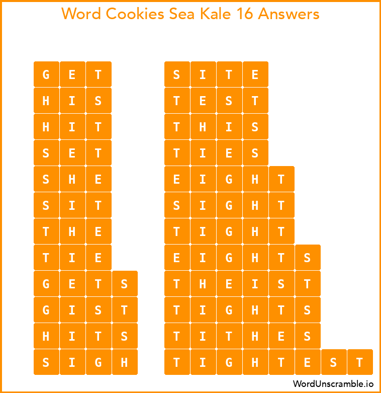 Word Cookies Sea Kale 16 Answers