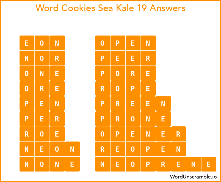 Word Cookies Sea Kale 19 Answers