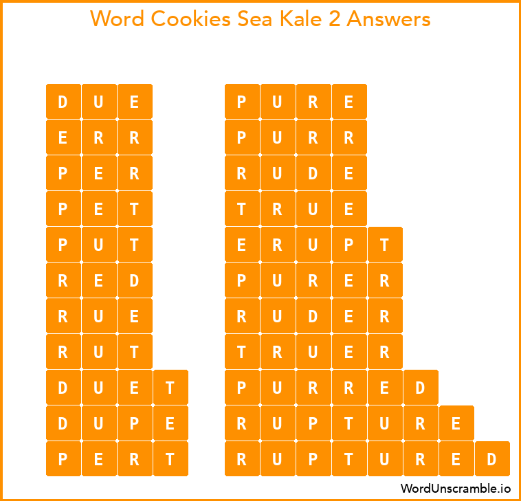 Word Cookies Sea Kale 2 Answers