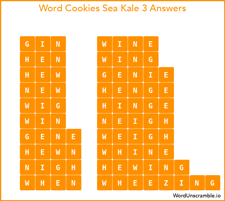 Word Cookies Sea Kale 3 Answers
