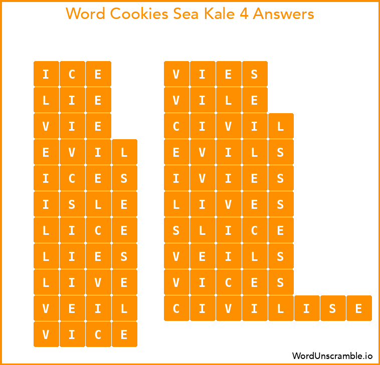 Word Cookies Sea Kale 4 Answers