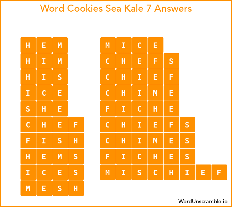 Word Cookies Sea Kale 7 Answers