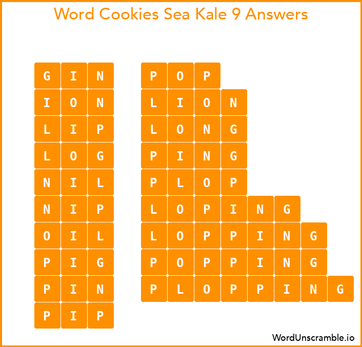 Word Cookies Sea Kale 9 Answers