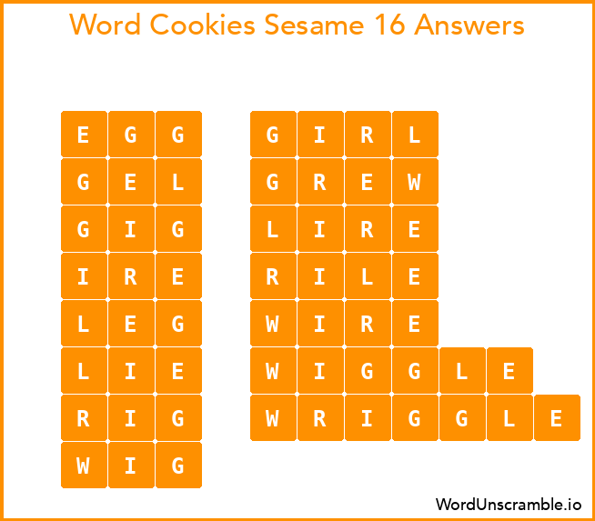 Word Cookies Sesame 16 Answers