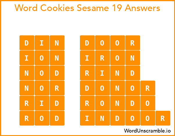 Word Cookies Sesame 19 Answers