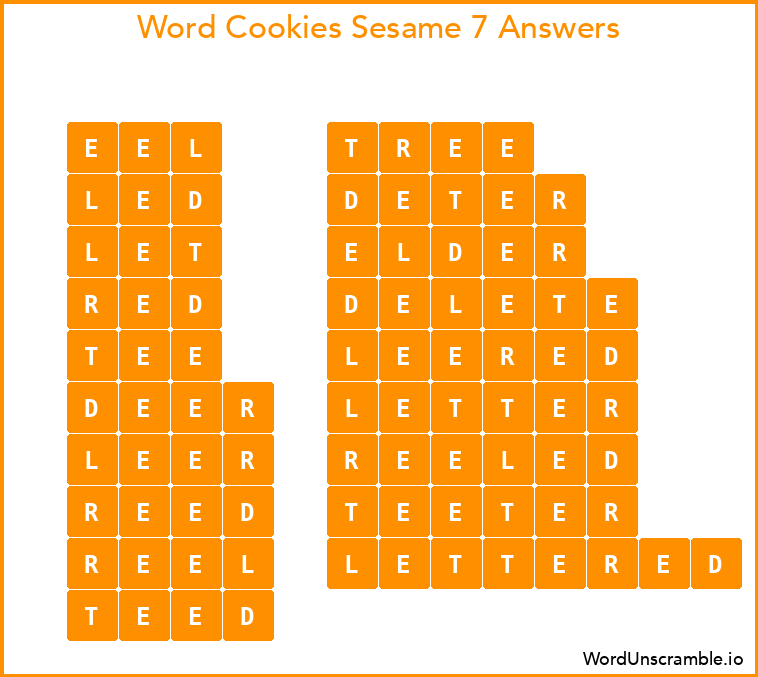 Word Cookies Sesame 7 Answers