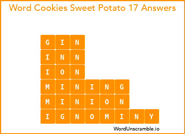 Word Cookies Sweet Potato 17 Answers