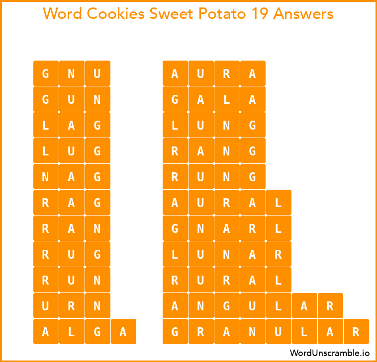 Word Cookies Sweet Potato 19 Answers