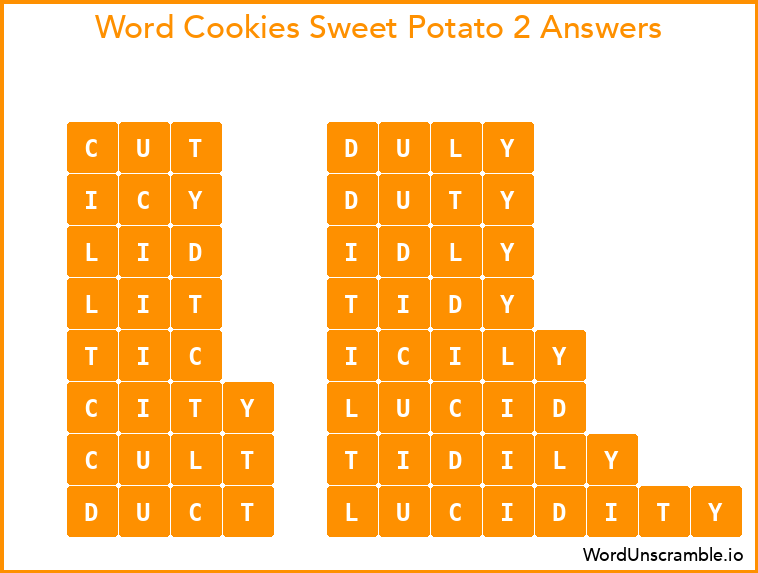Word Cookies Sweet Potato 2 Answers