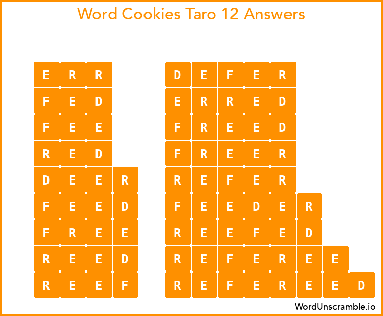 Word Cookies Taro 12 Answers