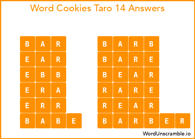 Word Cookies Taro 14 Answers