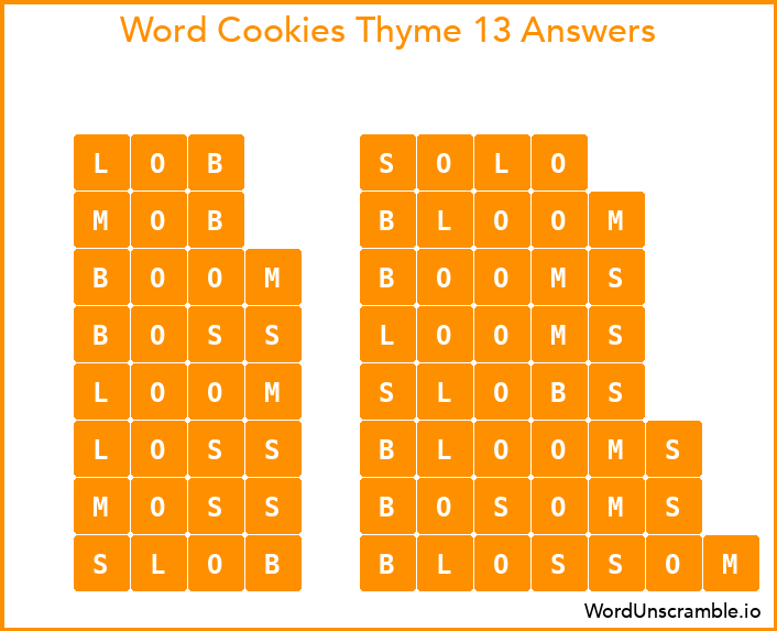 Word Cookies Thyme 13 Answers