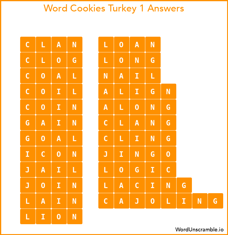 Word Cookies Turkey 1 Answers