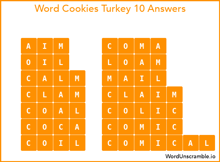 Word Cookies Turkey 10 Answers